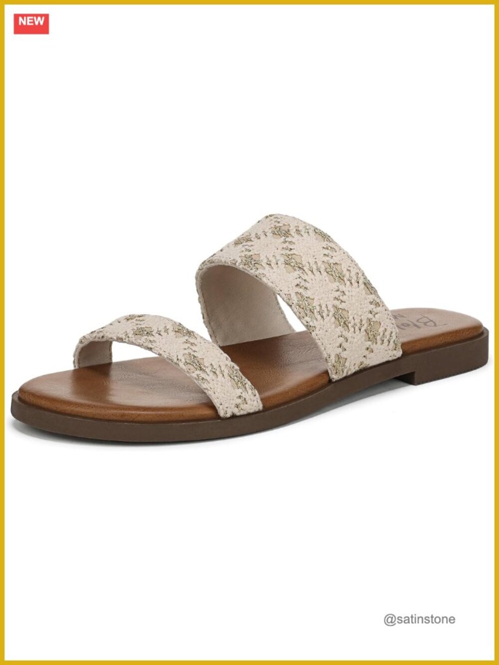 Women's Casual Slide Sandals with Decorative Straps Fabric Upper Flat Sandal